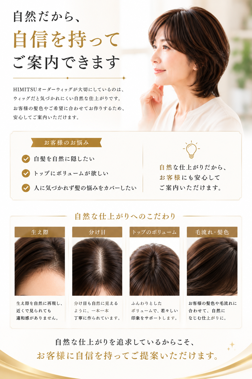 自然だから自信を持ってご案内できる。自然な仕上がりへのこだわり。